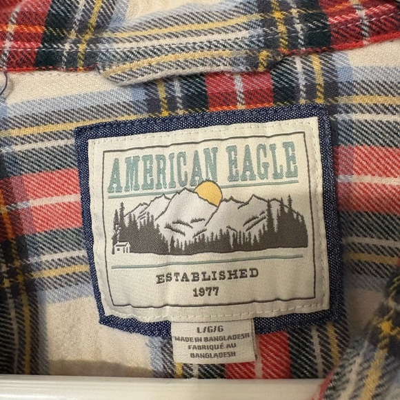 American Eagle Men’s Plaid Flannel Shirt Size L - Picture 2 of 3